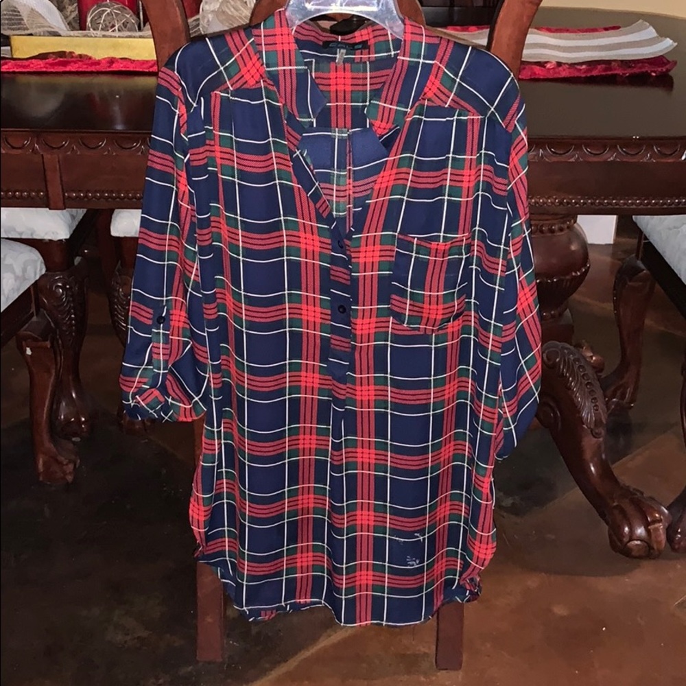 Plaid Quarter Sleeve/Button Shirt